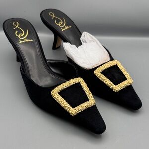 Sam Edelman Black Mules with Gold Buckle